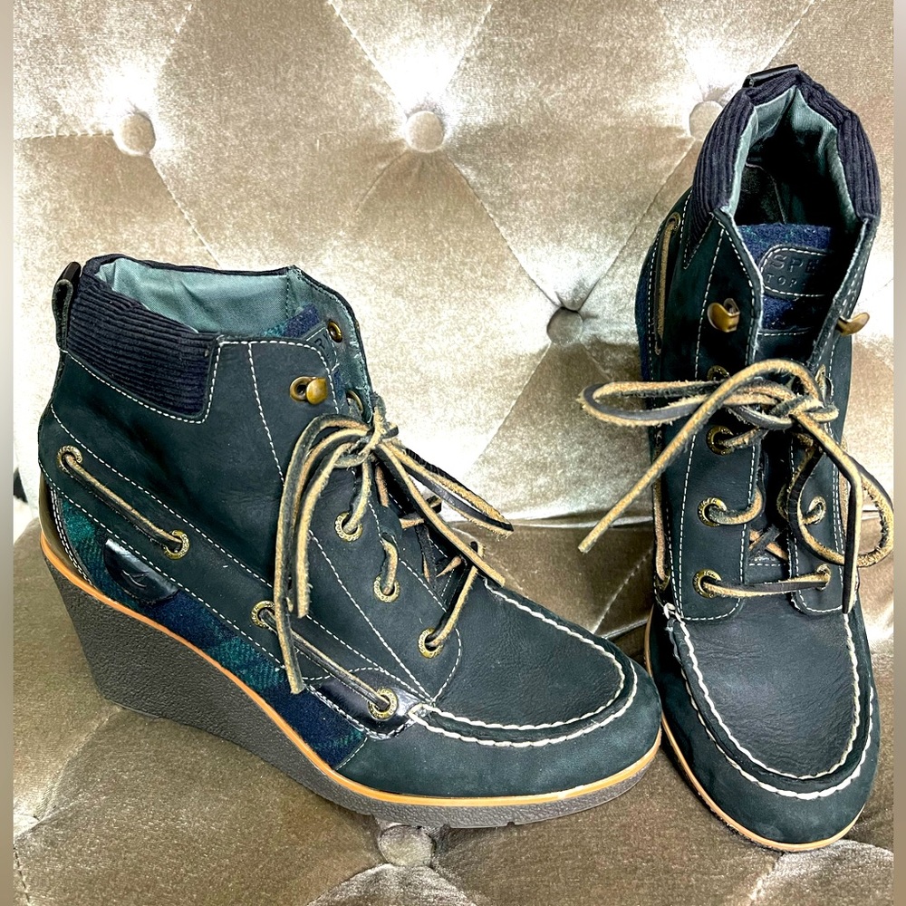 Sperry Leather & Plaid Booties